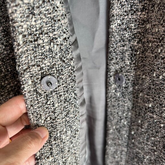 Lafayette 148 Sz 10/12 Belted Leather Blazer Pant Set Tweed Wool Blend - Picture 12 of 16